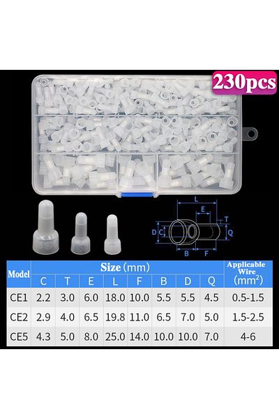 Choice 230pcs Pliers 230 Pcs Closed End Crimp Connectors 22/16/12 Awg Nylon Insulated Closed End Wire Crimp