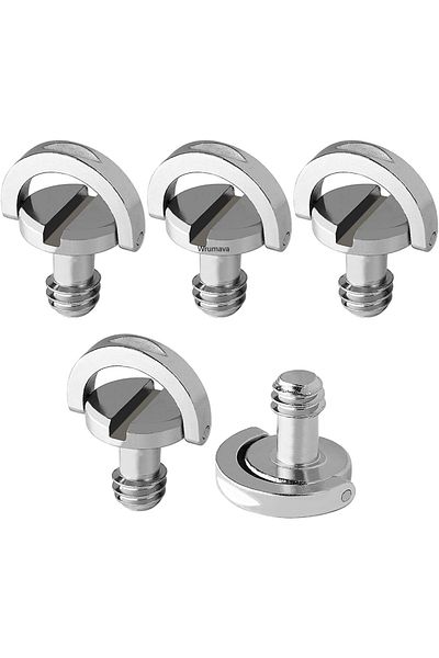 Choice Silver 5pcs/ 1set Portable Metal 1/4 Camera Screw For Quick Release Plate 1/4inch Folding C-ring Ada