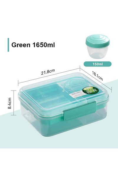 Choice Large Green 1250/1650ml Portable Double Layer Lunch Box Simple Divided Bento Box Outdoor Student Ben