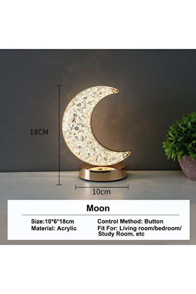 Choice مصباح ليلي كريستالي لغرفة النوم على شكل قمر، مع خاصية التعتيم باللمس، ...