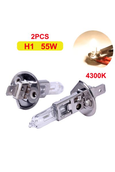 Choice4 مصباحان هالوجين H1، 12 فولت، 55 واط / 65 واط، 4300 كلفن، أبيض دافئ، م...