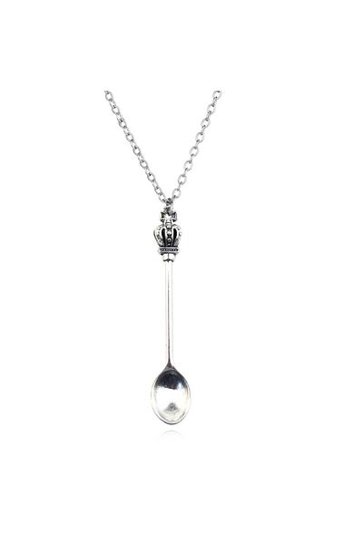 Choice Silver Mini Crowns Spoon Necklace Vintage Mini Teaspoon Pendant Necklaces Cosplay Toys Gifts