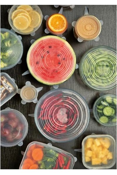 HBNC 6-Piece Silicone Stretch Cover, Silicone Bonnet, Airtight Protection Covers