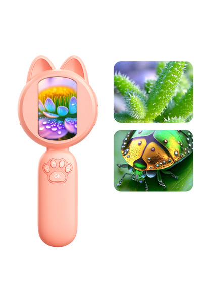 Choice 1000X Pink 2inch IPS Digital Microscope 1000X Handheld Microscope for Kids with 8 Leds Coin Microsco