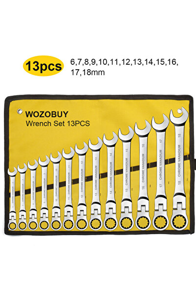 Choice6 13 pcs Ratcheting Combination Wrench Set, 6-22mm Metric Flex Head Rat...