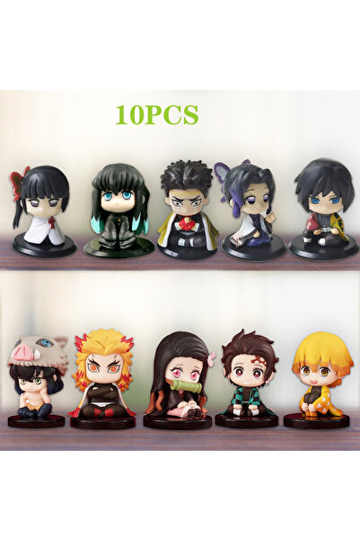 Choice 10pcs-ab 5 Style/set Q Version Demon Slayer Sitting Ghost Doll Tanjiro Nidouzi Inosuke Zenizu Figure