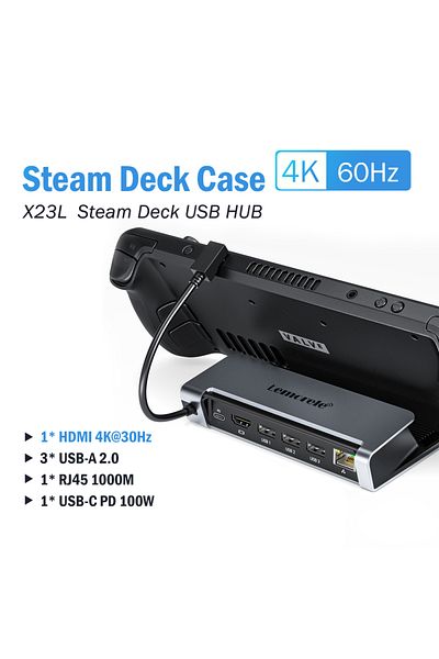 lemorele ملحقات Steam Deck Dock حافظة وحدة التحكم Steamdeck USB-C إلى HDMI PD100W Gigabit Ethernet...