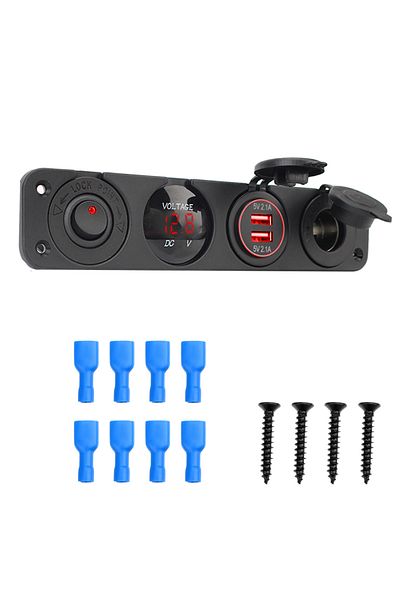 Choice Red Digital Voltmeter 4 In 1 Car Cigarette Lighter 12v Power Socket Dustproof Waterproof Dual Usb Po