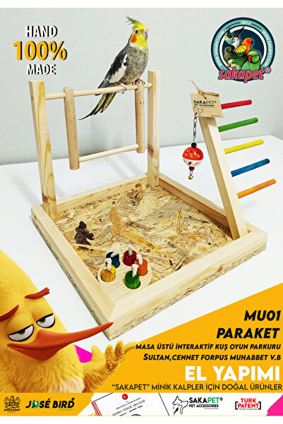 SAKAPET Masa Üstü İnteraktif Ahşap Cennet sevda Sultan Papağanı Kuş Zeka Ve E...