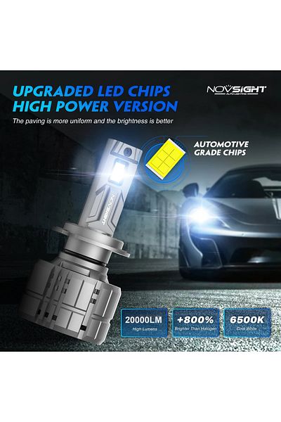 Choice H8 H9 H11 H16jp Novsight N60 200 واط 20000 لومن سوبر ساطع H7 LED Canbus H4 H11 H8 H9 9005 Hb3 9006 Hb4