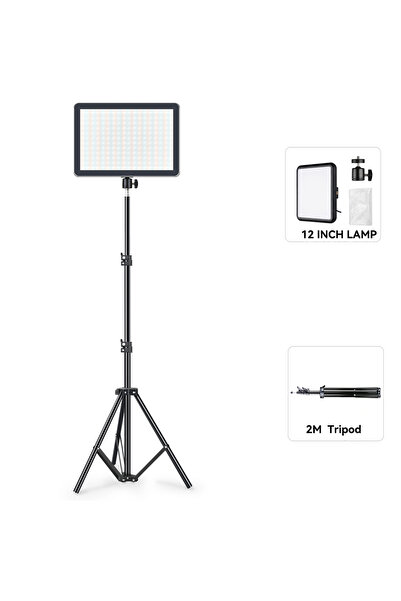 Choice طقم مصباح 12 بوصة، مصباح فيديو LED قابل للتعتيم، إضاءة تصوير مستمرة، ح...