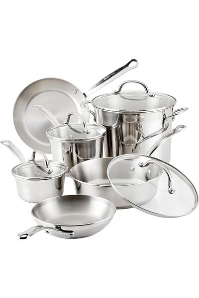 Farberware Millennium Stainless Steel Cookware Pots and Pans Set | Nonstick Cookware Set 10 Piece