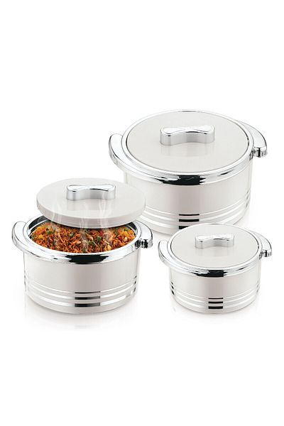 Winsor Omega Hot Pot Stainless Steel Casserole 3 pcs set 1500 + 2200 + 3300m  - Silver