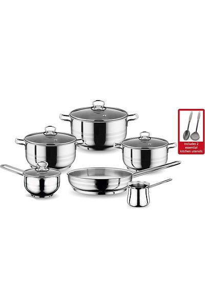Prestige Stainless Steel 12Pc Cookware Set | Stainless Steel Cooking Combo Set - PR80952