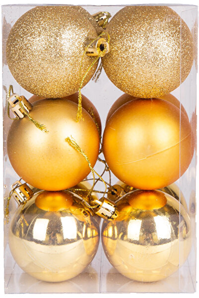 Herdekora Χριστουγεννιάτικη Μπάλα Ασημί Ματ Γυαλιστερή Σετ 12 Τεμαχίων Χρυσό 6 εκ.