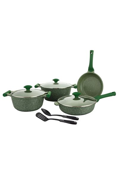 Prestige PrestigeEssentials Granite 9pcs Pots and Pans Set | Nonstick Cookware Sets  - Green