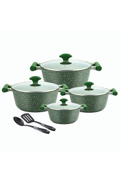 Prestige Essential Granite 10 pcs Cookware Sets  - Green