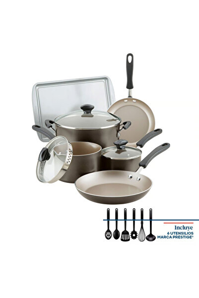 Farberware طقم أواني طهي ومقالي غير لاصقة من Cookstart Diamond Max مكون من 15...