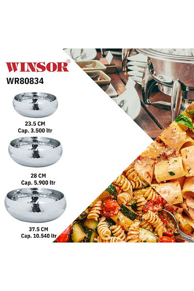 Winsor Multifunction Belgium Bowls 3 pcs Set | Mixing Bowls for Kitchen | Sturdy Pasta Bowl Set - WR80834