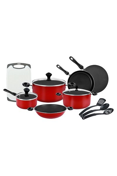 Prestige Classique Aluminium Cookware Sets of 17 Pcs - Red