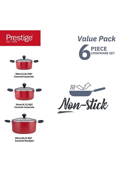 Prestige Essentials  Non-Stick Cookware Set  6-Piece - PR22453