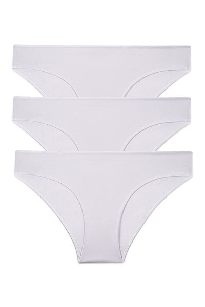 SUWEN Pack of 3 High Waist Slip Panties - White White