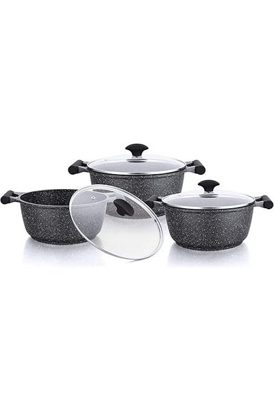 Prestige Essentials Granite 6  Piece  NonStick Cookware - Black