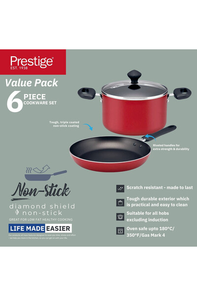 Prestige Essentials  Non-Stick Cookware Set  6-Piece - PR22453