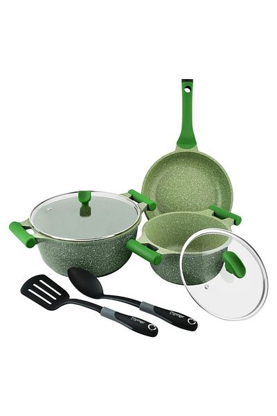 Prestige Essentials Granite 7 Piece NonStick Cast Aluminium Cookware sets - Green