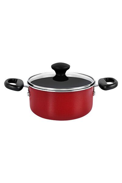 Prestige 12 Piece Non stick cookware Set | Saucepan and Casserole Set with Glass Lid | Color Red