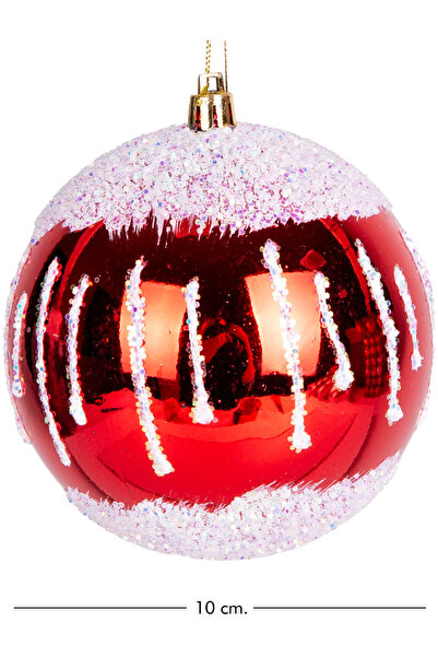 Herdekora Christmas Ball Colorful Glitter Snow Effect 2 Pack Red-White 10 Cm.
