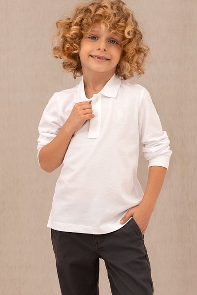 U.S. Polo Assn. Φούτερ Boy's White Basic Polo Neck 50269421 -VR013