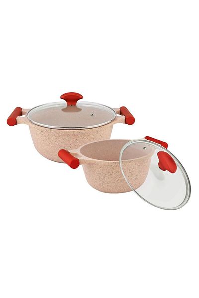 Prestige Essentials Granite 9 pcs Pots and Pans Set - Pink