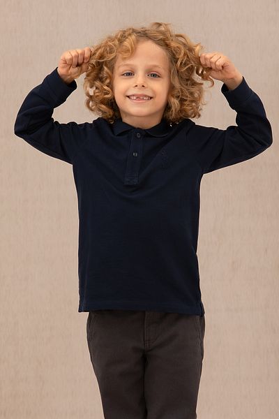 U.S. Polo Assn. Boy's Navy Blue Basic Polo Neck Sweatshirt 50269421 -Vr033