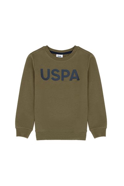 U.S. Polo Assn. Hanorac pentru copii kaki - decolteu, model de bază 50269425 -vr027