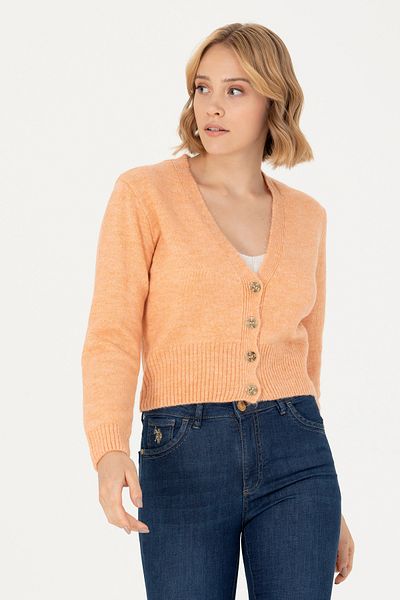 U.S. Polo Assn. Γυναικεία πλεκτή ζακέτα σε πούδρα 50269494 -1111