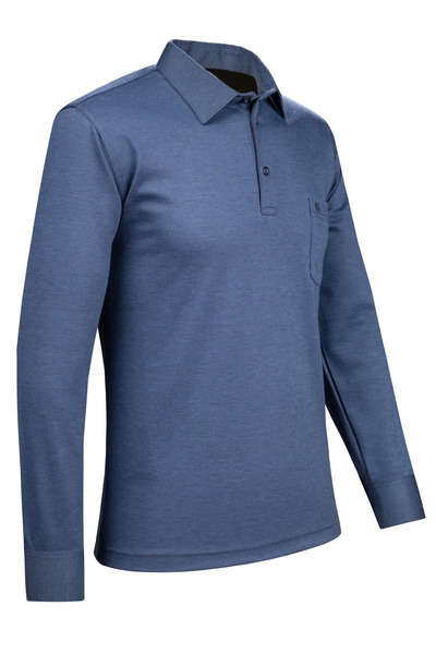 Çizgi Triko Ανδρικό πουκάμισο με γιακά μανίκι φούτερ με μανσέτα