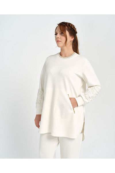 FUAT GÜRSEN Embroidery Detailed - Zippered and Pocket Slit Tunic