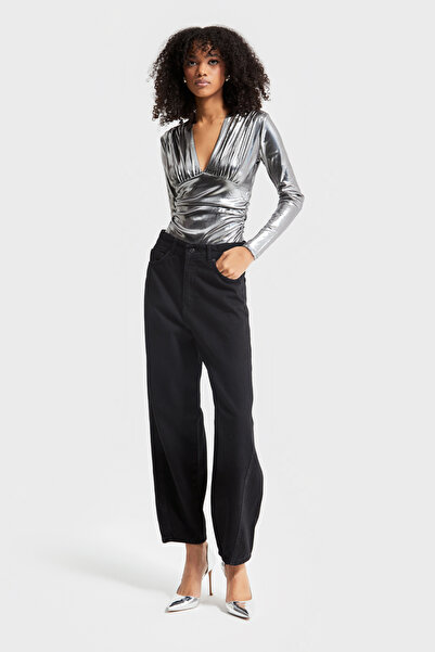 its basic Γυναικείο Μαύρο Χρώμα Venus Carrot Fit Άνετο Μοντέρνο Ψηλόμεσο Τζιν