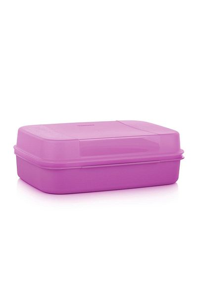 Tupperware Custom Square 2 Liter Wide Purple Food Storage Container with Airtight Lid Practical Kitchen Solution
