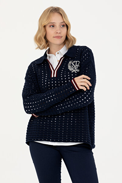 U.S. Polo Assn. Women's Navy Blue V-Neck Sweater 50270446-Vr033