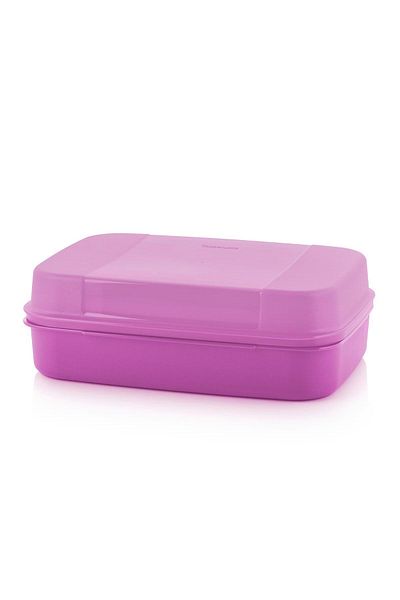 Tupperware Custom Square 2 Liter Wide Purple Food Storage Container with Airtight Lid Practical Kitchen Solution