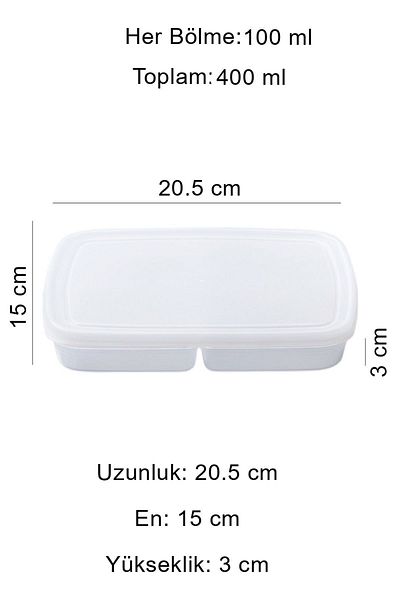 Livonelli 8 Pieces Frozen Mini 4 Compartments 400 ml Freezer and Microwave Storage Container