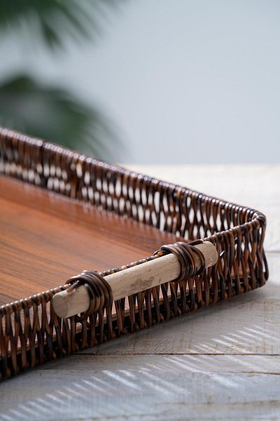 ERC Wicker Rectangular Presentation Tray - 39 cm