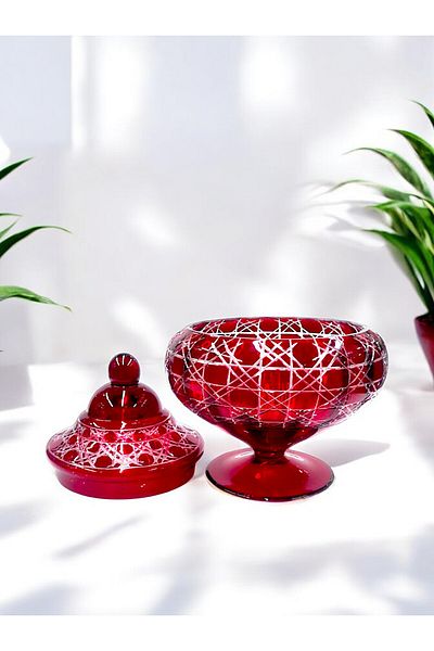 Paşabahçe Handcrafted - Cutting and Decorative Bowl with Lid