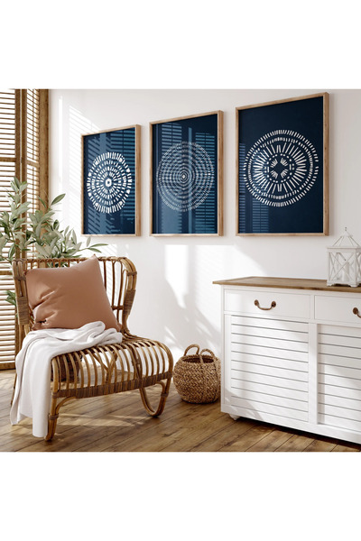 woodhomeworks Ahşap Çerçeveli 3 Lü Soyut Tablo Home Ev Salon Oturma Odası Yat...