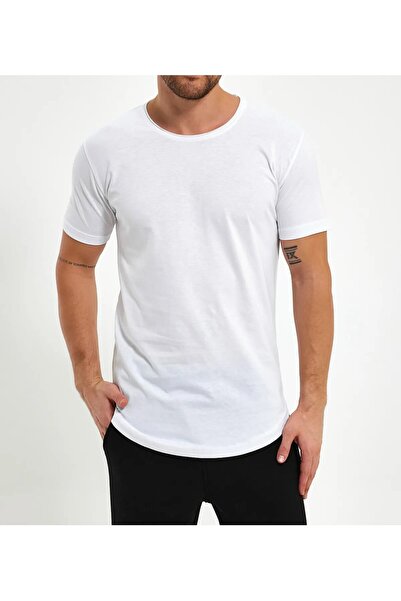 ALCİNOUS TSHIRT OVAL SLIMFIT BĂRBAȚI GULER CRUCE ALB
