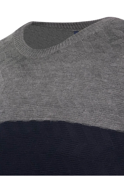 Çizgi Triko Ανδρικό πλεκτό πουλόβερ με λαιμόκοψη με μοτίβο κανονική εφαρμογή με ελαστικά μανίκια και μέση