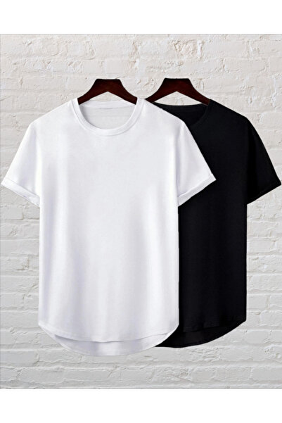 ALCİNOUS للجنسين ETEGI البيضاوي SLIMFIT طاقم الرقبة أبيض أسود 2 قطعة مجموعة ت...