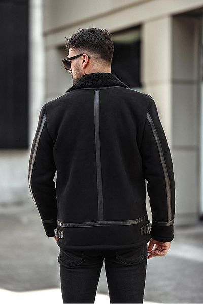 Delpino Ανδρικό Δερμάτινο Παλτό Suede - Γούνινο Μπουφάν